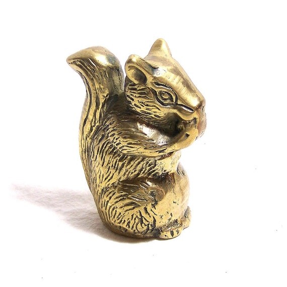Vintage Brass Squirrel Brass Paperweight Squirrel Figurine