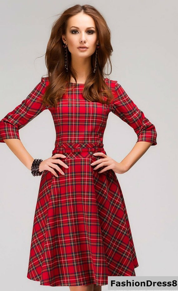 Plaid flare dress