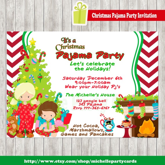 christmas pajama party invitation christmas pajama party invitation