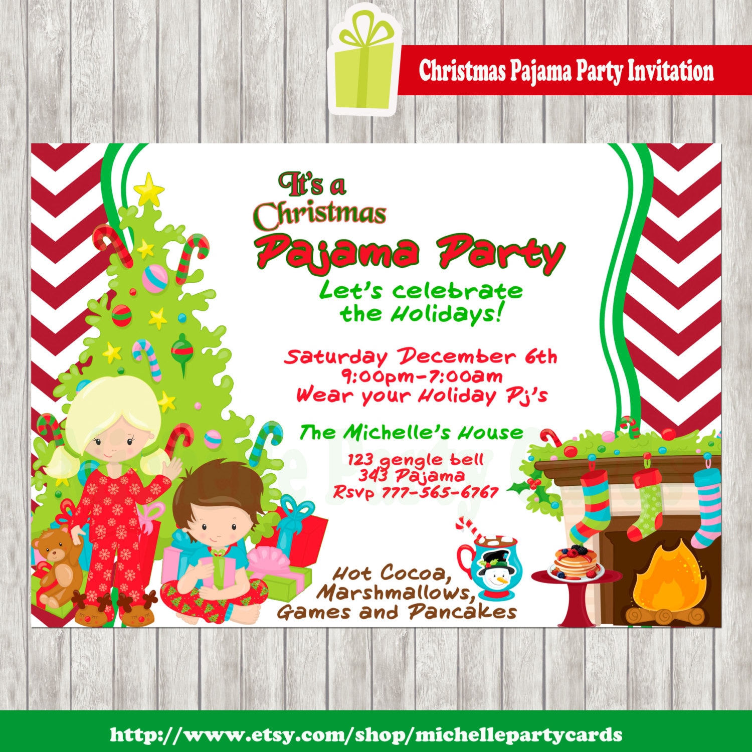 Christmas Pajama Party Invitations 10