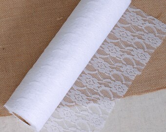 White Lace Roll 12 inch x 24 yards-White Lace Table Runner-Lace Fabric-Lace Trim-Wedding Lace Decoration-Lace Placemats LAR3025