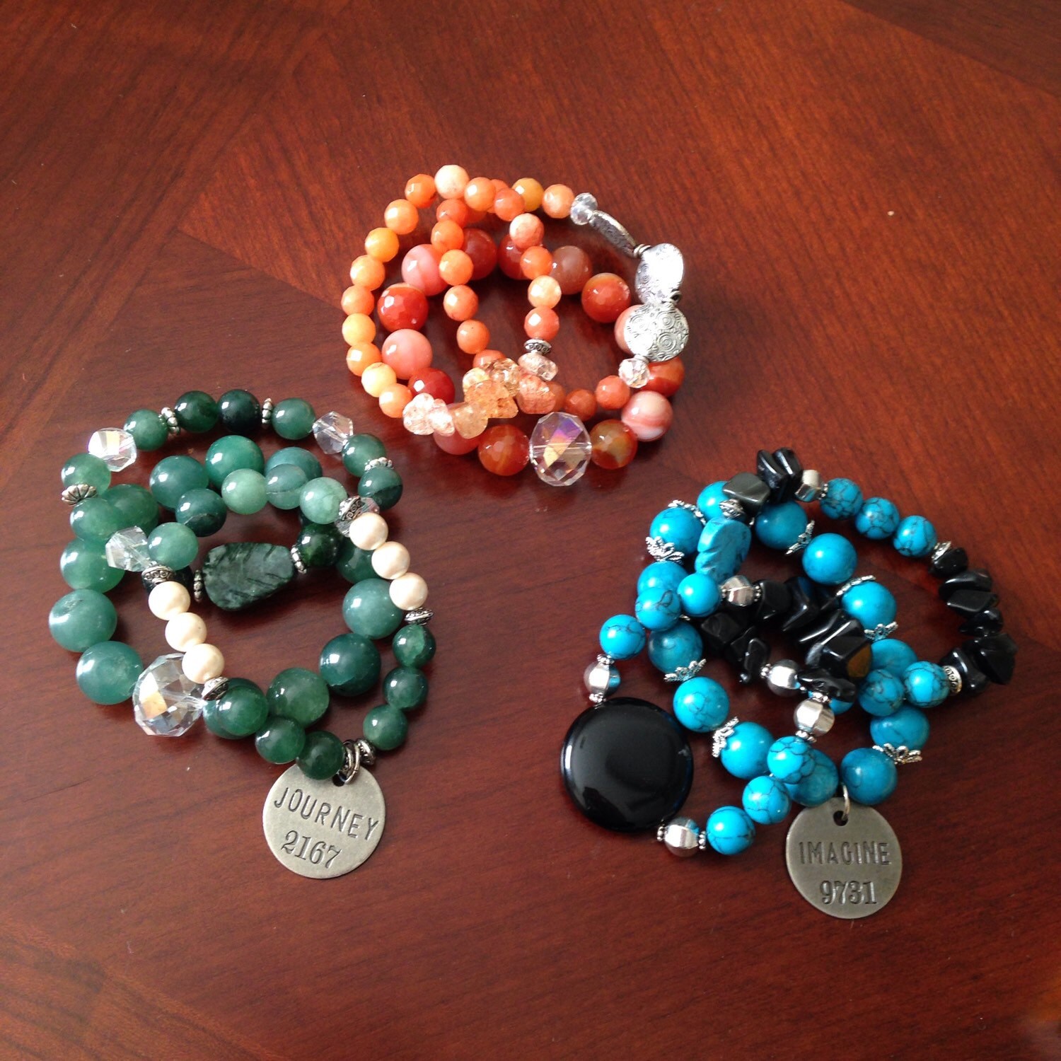 Items similar to SemiPrecious Gemstone Bracelet Trios (3 Variations) on Etsy