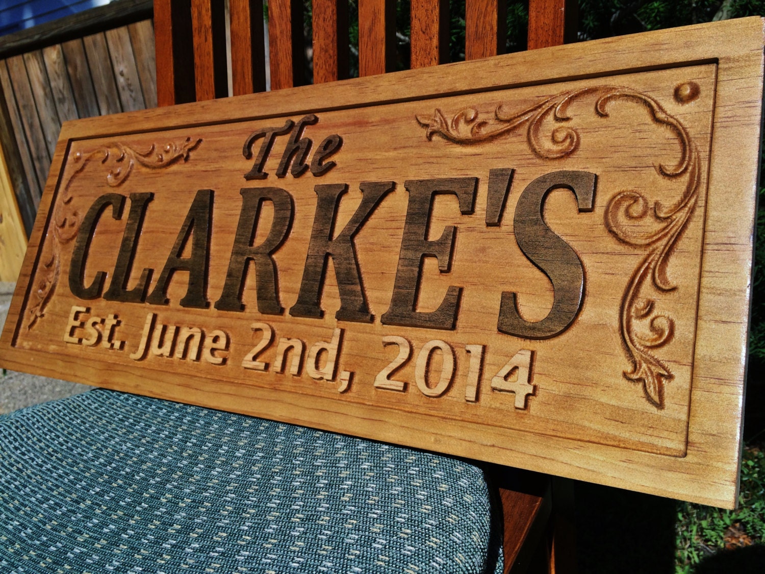 Personalized Family Name Sign Wedding Gift Custom Carved