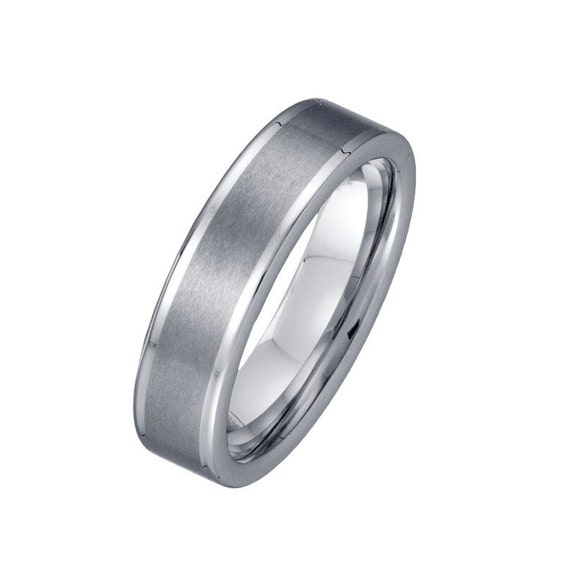 Mens 6mm Tungsten Wedding Band - Brushed line Custom Ring Engravable ...
