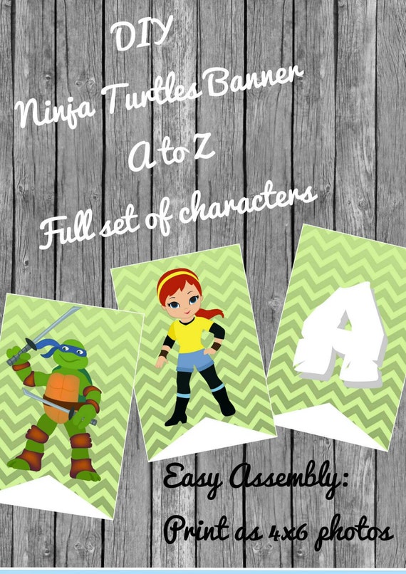 Ninja Turtle Banner DIY Printable TMNT Birthday Banner