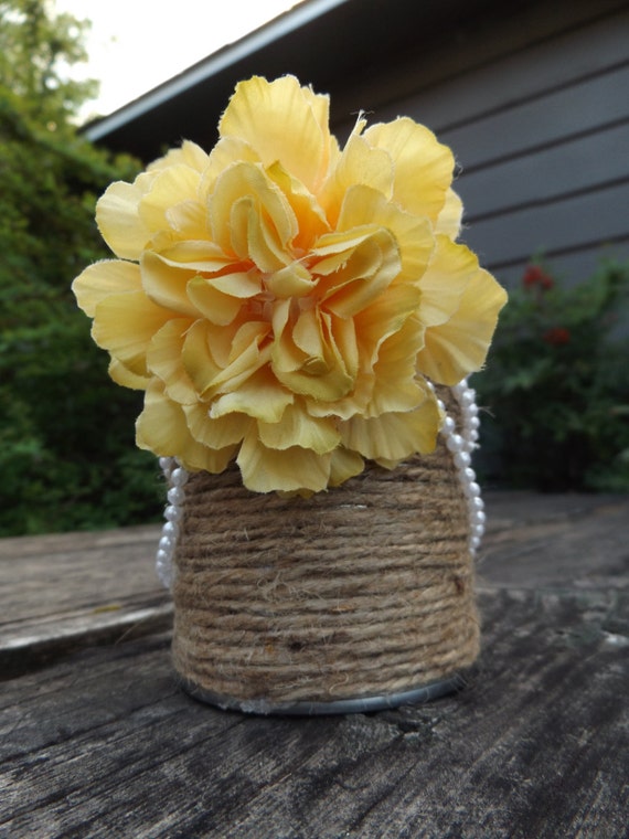 Upcycled Jute Twine Tin Can Pencil Holder Makeup by craftyjtown