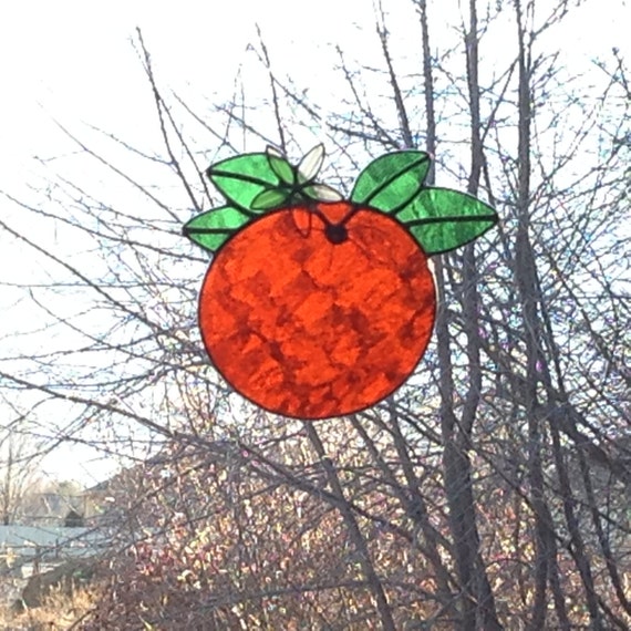 ORANGE stained glass suncatcher stain glass by FoxStainedGlass