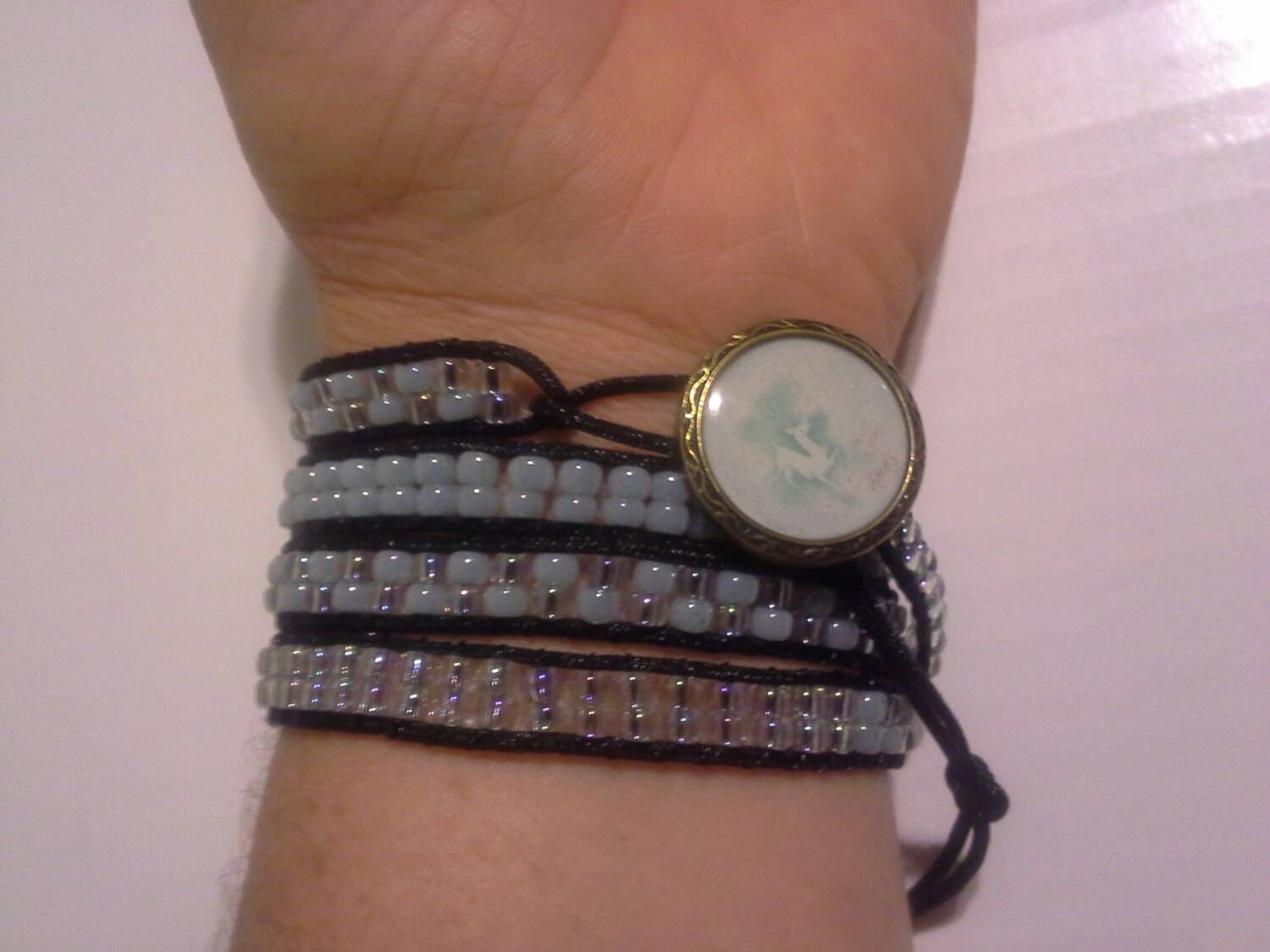 Leather wrap beaded bracelet by Silverlaced14 on Etsy