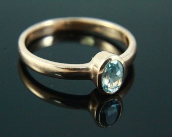 Natural Blue Topaz Ring, Topaz Jewelry, Blue Topaz Ring, Gemstone Ring, Simple Rings Rose Gold Plated Gem Stone Jewelry