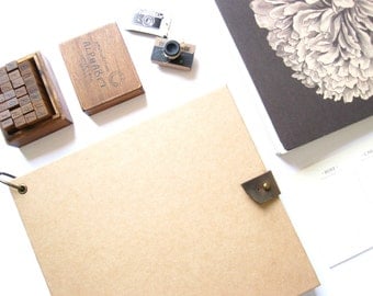 9.6 x 8.6" // Light Brown Vintage Kraft Scrapbook Album 。 Blank Scrapbook 。 Baby Scrapbook Album 。 Wedding Guest Book 。 Polaroid Guest Book
