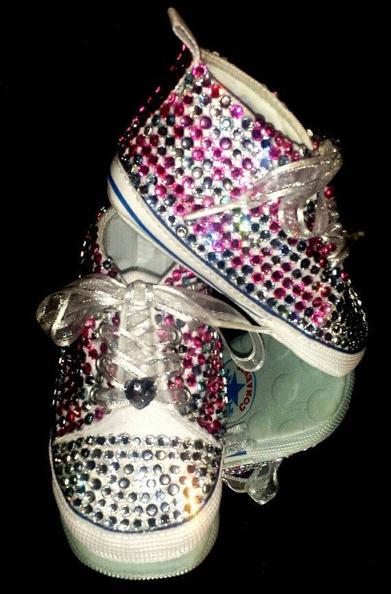 Items similar to Bedazzled Bling Baby Shoes Pink/Blue on