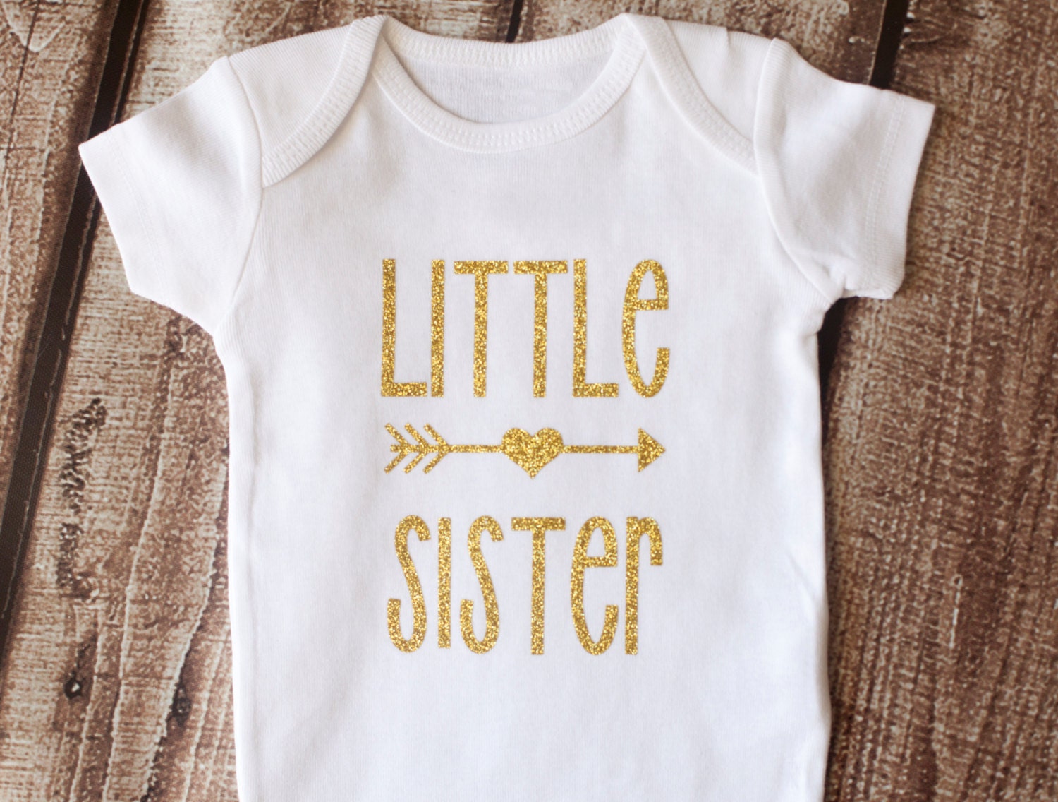 Little Sister Onesie Little Sister Shirt Glitter Baby