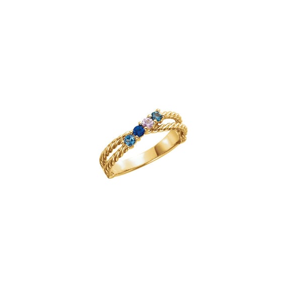 4 Birthstones 14k Gold Mother's Ring White / Yellow Or