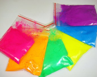 6 NEON Colors Fluorescent Phosphor Pigment Powder for Nail Polish,Painting,Printing,Cosmetics,Soap Making,Candle Making,Polymer Clay