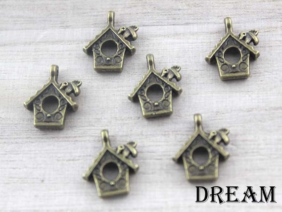 house   Charms, 10pcs necklace charms  House Vintage jewelry 13x15mm jewellery Bird vintage