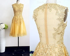gold lace short gown styles