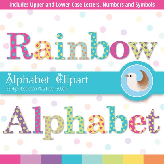 rainbow alphabet clipart alphabet clipart set of 66