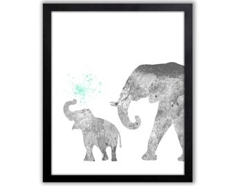 Elephant Art Print, Baby Elephant, Nursery Art - EL032