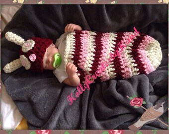 Baby Caterpillar Cocoon , Pink Cocoon, Very Hungry Crochet Caterpillar Photo Prop, Halloween Caterpillar Costume - READY TO SHIP