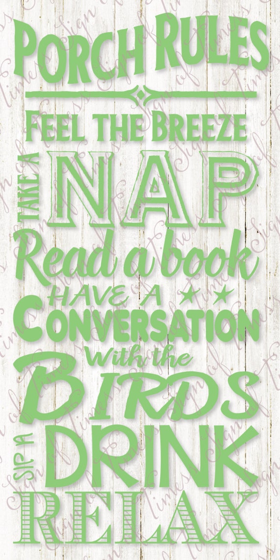 Porch Rules SVG File DFX PNG for Silhouette Cameo Cricut