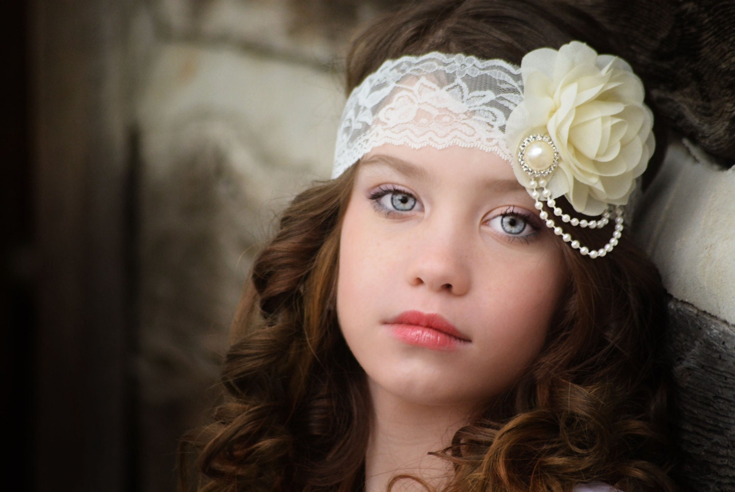 Ivory Flower Headband Flower Girl Headband Ivory Bridal