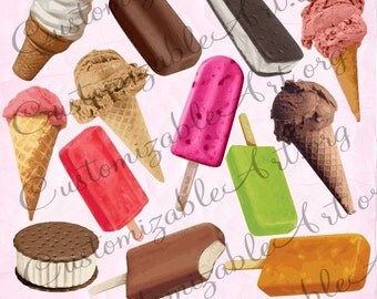 Ice Cream Clipart Digital Ice Cream Clip Art Ice Cream Cone Chocolate Ice Popsicle Vanilla Coffee Ice Cream Clipart Ice Cream Images Graphic