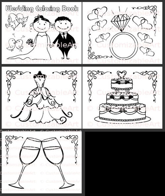 Wedding Coloring Book Kids Printable Wedding by CustomizableArt