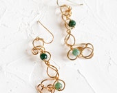 Green earrings. Spring earrings. Gold earrings. Lightweight earrings. Everyday earrings. Italian jewelry. Agate earrings.  #25 