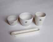 Set of 4 Vintage Porcelain Cups, Soviet Laboratory Ware