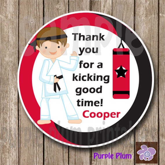 Karate Favor Tag Martial Arts Birthday Party Taekwondo