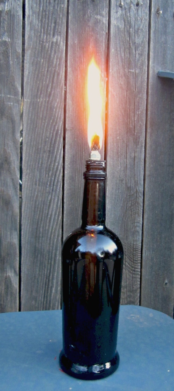 Liquor Bottle Tiki Torch Backyard Lighting and by ReesesPaige