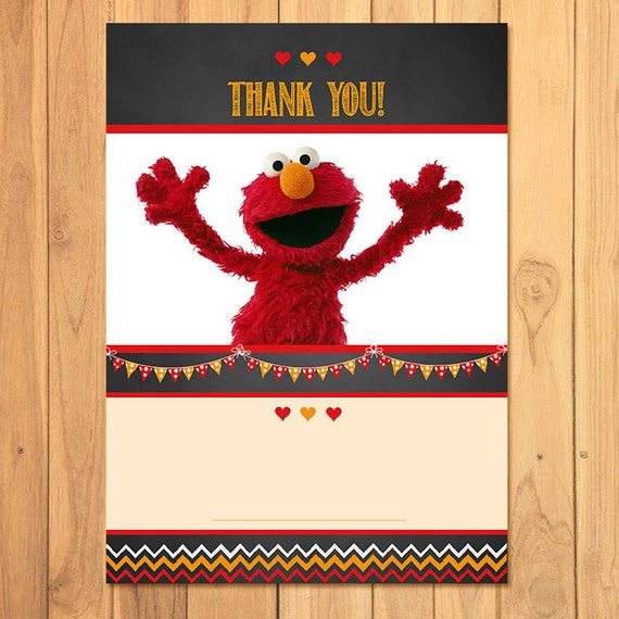 Elmo Thank You Card Chalkboard Elmo Birthday Elmo