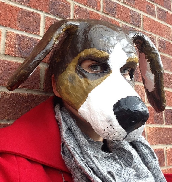 Dog Mask/ Beagle Mask/ Paper mache mask/ by MrPolskysMenagerie