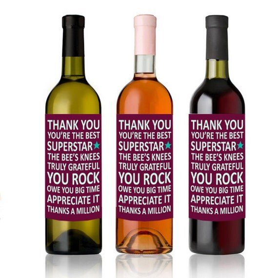 Thank You Wine Labels You Rock Thank You Wine Bottle Label