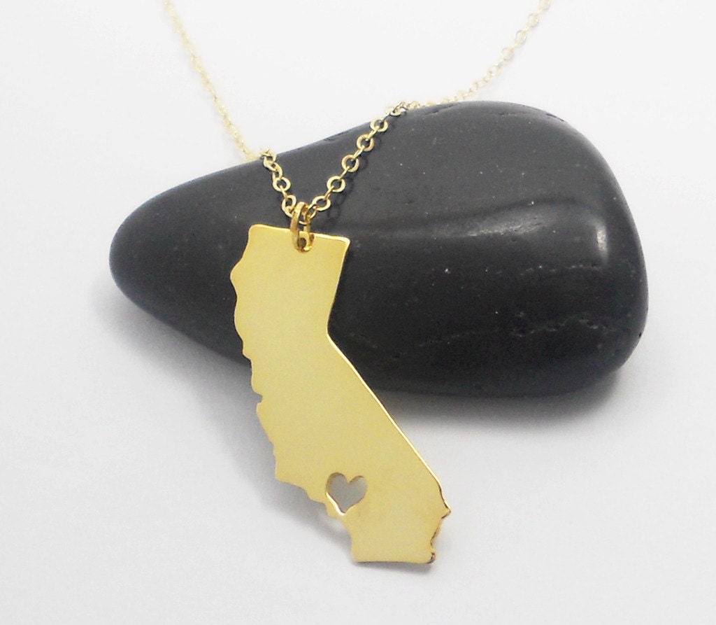 Gold California Charm NecklaceCA State Jewelry California