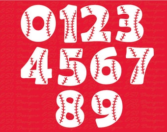 Baseball Font svg, Numbers, SVG, DXF, EPS, svg cutting files, For use in Silhouette studio designer edition and Cricut Design Space