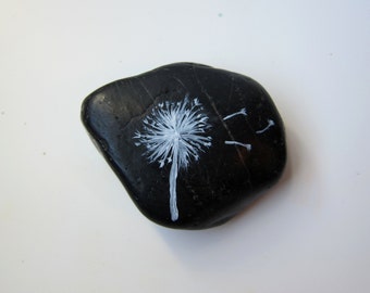 Painted Rock Miniature Garden Accessories - Make A Wish Dandelion Decor - Office Decoration Desk Decoration Nature Inspired Stone Garden Art