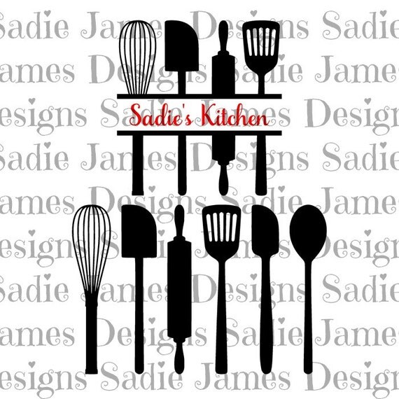 Kitchen Utensils Split SVG and Silhouette Studio cutting