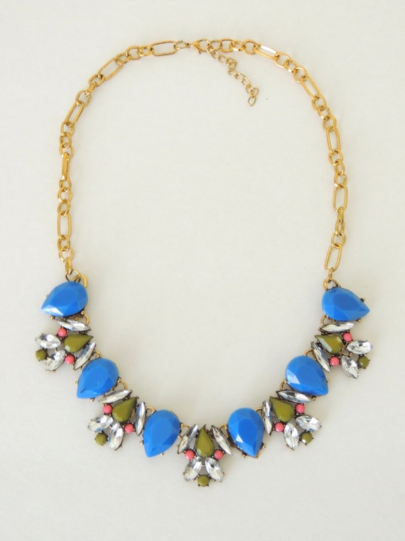 Statement necklace Bib necklace Blue necklace by spiritualacces