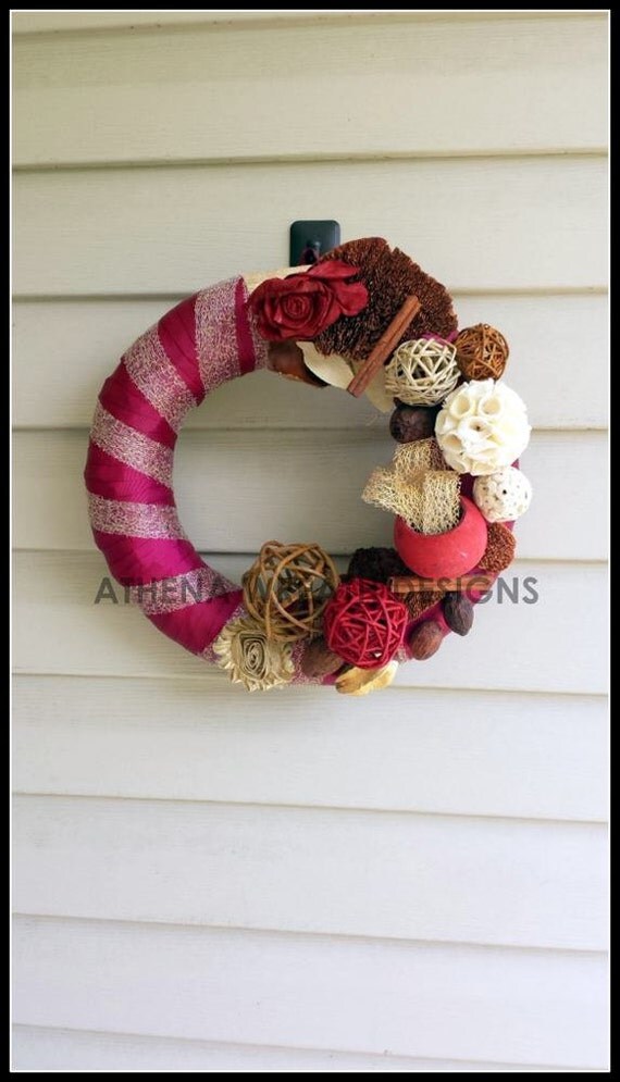Dried Flower Wreath Potpourri Unique Decor by AthenaWreathDesigns