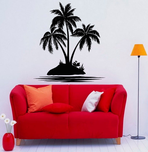 Palm Tree Wall Decal Vinyl Stickers Nature Beach Sea