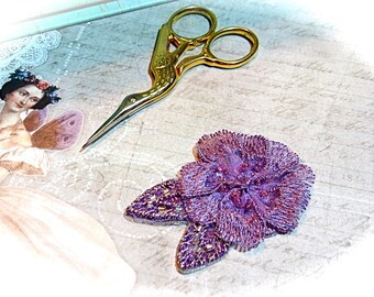 Plum Embroidered Applique with Beads Sewing Trims Embellishments AP-104