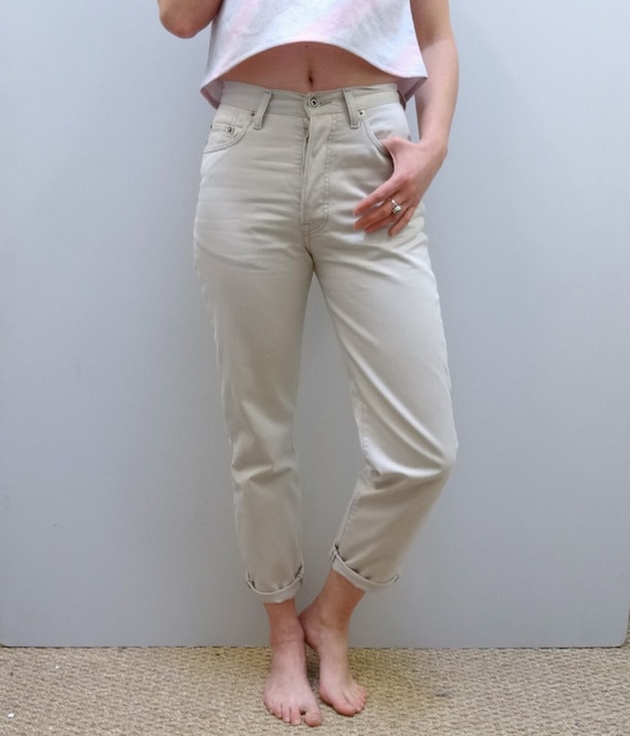 Beige mom high waisted jeans Liberto by HortenseShop on Etsy