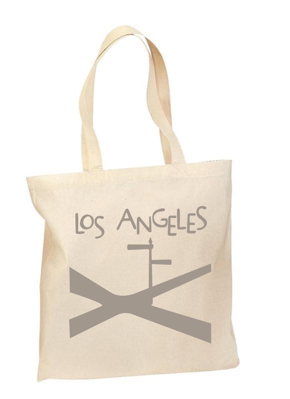 Los Angeles Crossroads Tote, Hand printed, Grocery Bag, Reusable Bag ...