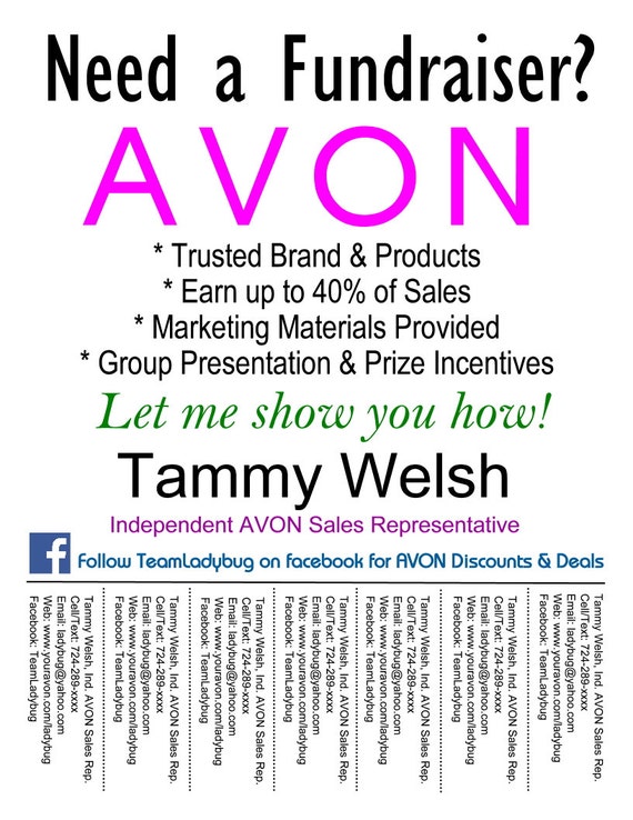 AVON Fundraiser Bulletin Board Flyer Colorful by BerryBeanLabels
