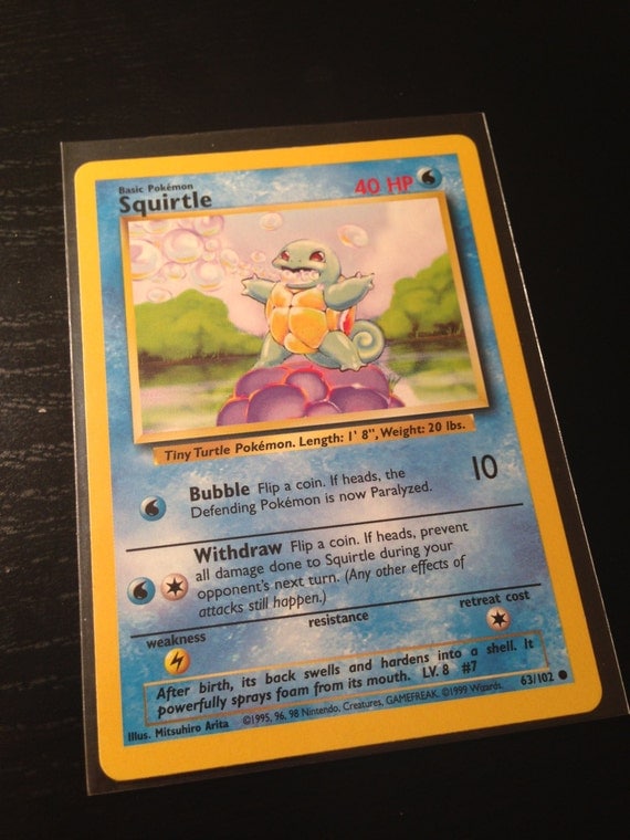 Original Squirtle Pokemon Card for Crafts