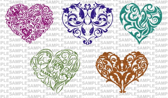 Download Filigree Heart SVG Cutting File Set by SVGSalon on Etsy