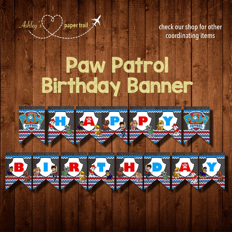 PAW PATROL CHEVRON Birthday Banner Digital by AshleysPaperTrail