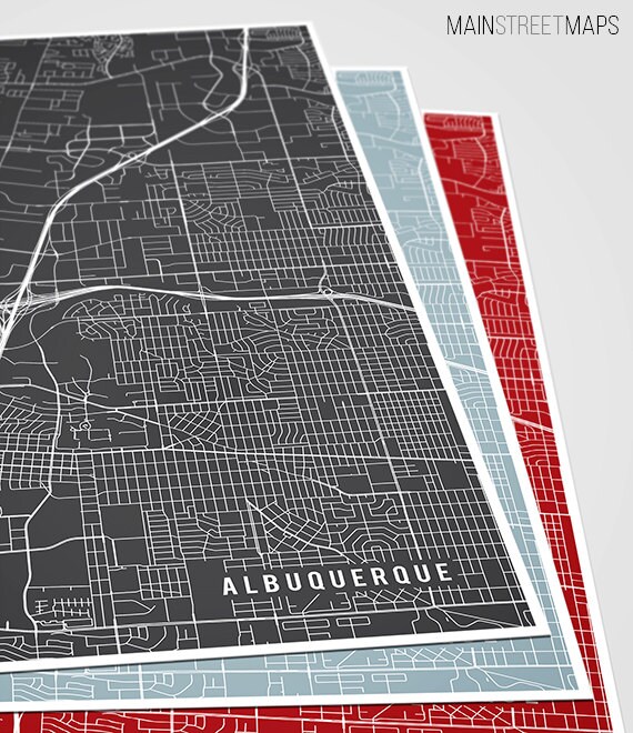 Albuquerque Map Print Albuquerque Poster of New Mexico Map of