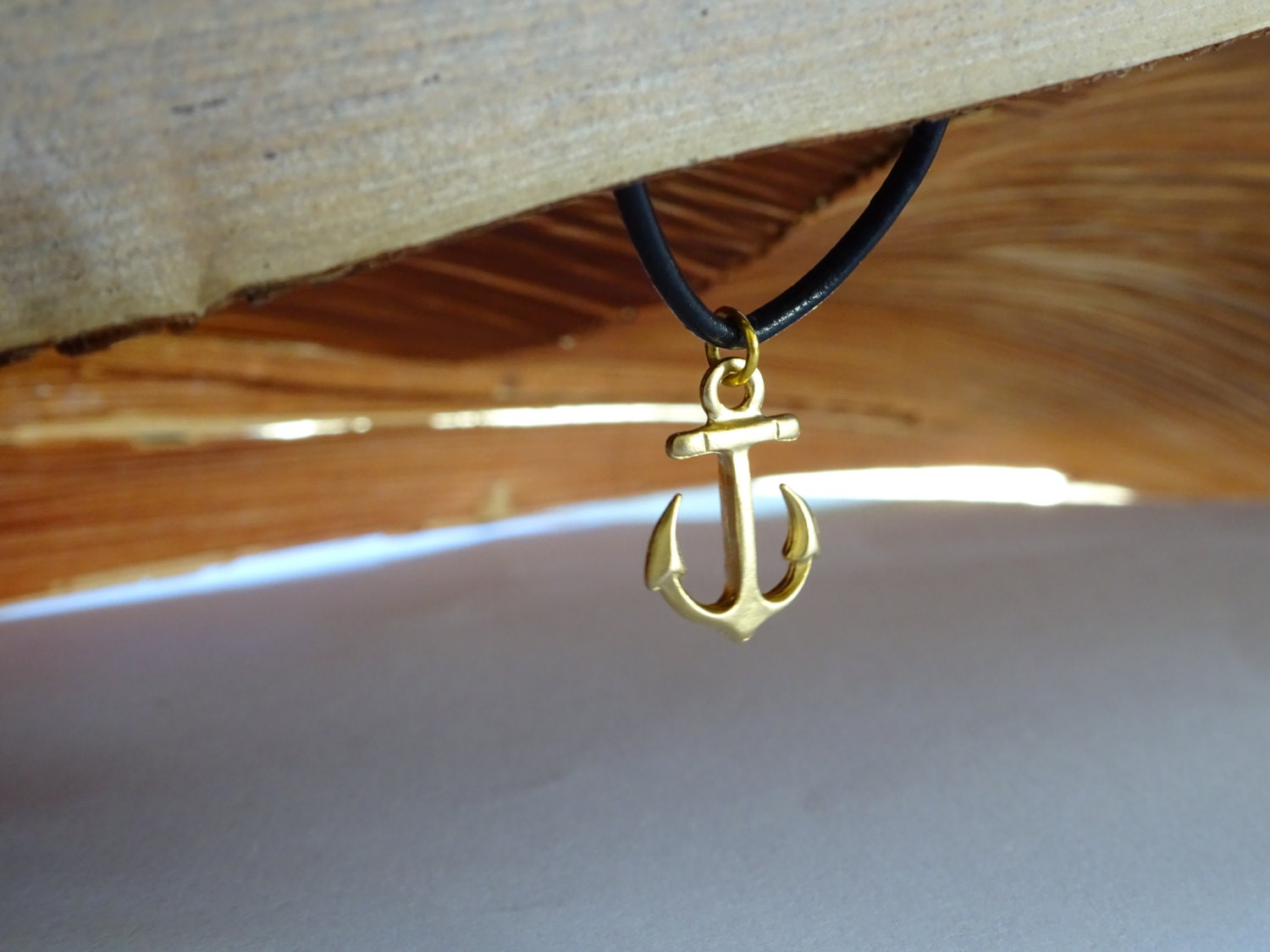 Anchor necklace for men nautical necklace Black by MasculineWear